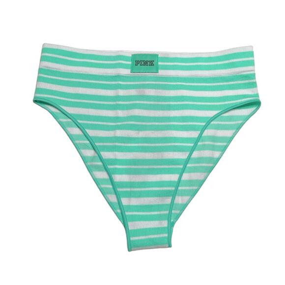 Victoria's Secret PINK Seamless High Leg Bikini Panty mint and white Size Small - Picture 1 of 2